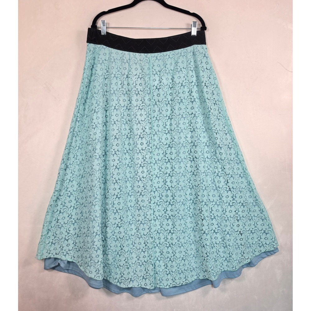 Lularoe Floral Maxi Skirt Women's 2XL Blue Lace Layered Cottagecore Coquette - Picture 7 of 14